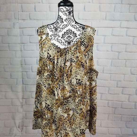 Maggie Barnes 3x lined animal print sleeveless top - Picture 1 of 11